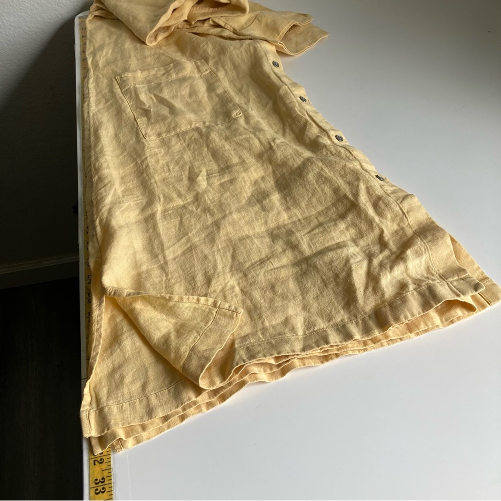 J. Jill Pure Linen Patch Pocket Shirt Dress Midi Butter Yellow Size XS NWT - Picture 6 of 10